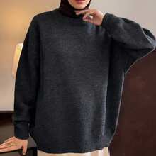 Livesso Casual Style Women's Loose Fit Gray Crew Neck Sweater, Suitable For Winter & Halloween Fall - Grey - View 6
