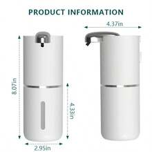 DONASIRA Dispensador de sabonete líquido automático inteligente de 380 ml com sensor infravermelho, bomba elétrica sem toque para sabonete líquido, recarregável para cozinha e banheiro, plástico ABS, 4 configurações de fluxo, à prova d'água IPX5, bico de detecção rápida, para uso em mesa ou parede, adequado para diversos líquidos, limpeza doméstica e lavagem das mãos, novidade para as festas de fim de ano. - Modelo de espuma P12 - garrafa toda branca - Ver 4