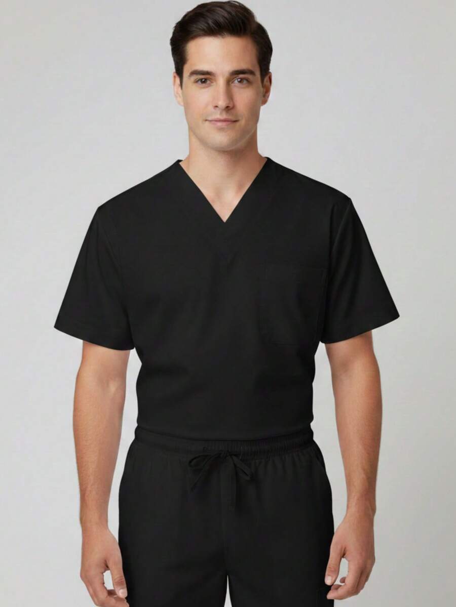Uniforme Quirúrgico para Caballero Repelente Todo Regular Bolsillo Cordón - Negro - Ver 1
