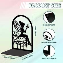 Peacoblue Buchstütze Dekorativ Modern Drachenschloss Metall Buchstützen für Schwere Bücher 13.5x10.9x20.1cm, Bücherhalter für Heimdekoration, Bücherregal & Büro - 1 Paar-2678 - FeeundPilz - Übersicht 3