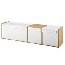 Low TV Unit, White And Wood Colour, Can Be Fixed To The Wall Or Placed On The Floor. - White - View 6