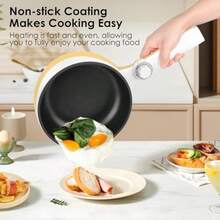 Hot Pot eléctrico mini sartén eléctrica de 1 7 litros portátil antiadherente con ajuste de potencia cocina ramen multicocina de viaje para filete sopa huevo avena fideos pinzas-B031 - Amarillo - Ver 3