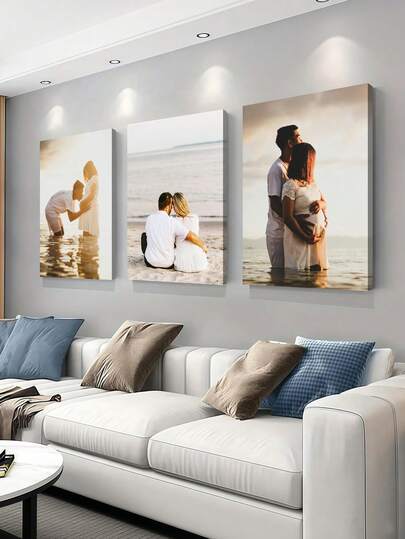3pcs/Set Customized Canvas Wall Art, Personalized Frameless Poster, Cozy Indoor Framed Canvas Painting, Wedding Memento, Mother's Day Gift, Graduation Souvenir, Personalized Commemorative Gift, Suitable For Wedding, Mother's Day, Father's Day, Graduation Season, Easter, Room Decor, Customizable Items, Bedroom Decor, Custom Gifts, Pictures, Photos, Framed Wall Art, Best Friend Gift, Family Gift, Birthday Gift, Gift For Boyfriend, Girlfriend, Family, Lover, Friend