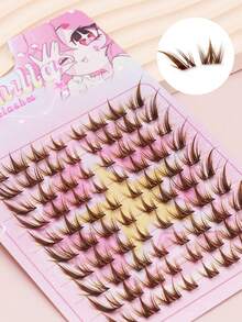 AYRMILLA Mixed Brown Fox-Shaped Elongated Eyelashes And Natural Lower Lashes, High-Volume C-Curl Separated Lash Set - Natural Makeup Lash Extension Kit Includes Lash Glue, Sealer, Makeup Remover, Tweezers, Brush, Headband And Wristband - Self-Curling Lashes, Enhancing Eye Makeup. Highly Recommended - Multicolor - View 3