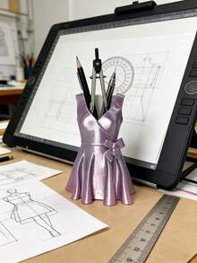 3D-gedruckter modischer Make-up-Pinselhalter in Kleidform, multifunktionaler Stifthalter und Aufbewahrungsregal, kompaktes platzsparendes Design, geeignet für Zuhause, Schule und Büro, kann Stifte, Pinsel, Toilettenartikel, Kosmetika und Accessoires aufnehmen, modernes personalisiertes Kunsthandwerk - Verschiedenfarbig - Übersicht 8