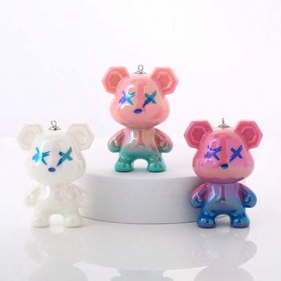 1pc 2026 New Arrival Acrylic Starry Sky Chameleon Bear Keychain Pendant, Shoe/Bag Accessory, Perfect Gift For Festival, Birthday, Valentine's Day, Interesting Present