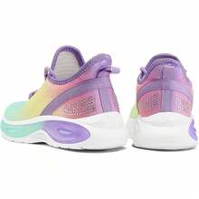 Girls Lace-Up Running Sneakers – Lightweight Tennis Shoes For Kids, Comfortable Breathable Walking Shoes, Zapatos Elegantes De Mujer - Gradient Purple - View 9