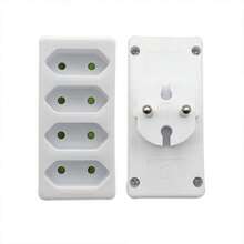 CILIA 2个装 4合1 欧标插头适配器，2300W 墙壁插座分线器（不含电源线），便携式多功能插座扩展器，适用于家庭、旅行、办公室，白色 - 查看 3