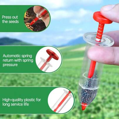 Adjustable Depth Manual Seed Planter - Lightweight Gardening Tool For Vegetables/Flowers With Seed Spacing Control