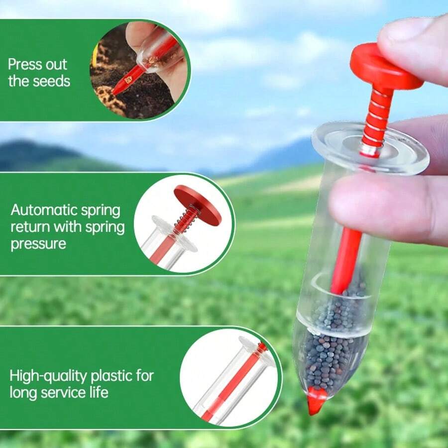 Adjustable Depth Manual Seed Planter - Lightweight Gardening Tool For Vegetables/Flowers With Seed Spacing Control - 10cm*3.2cm - View 1