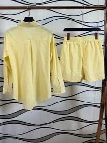 Women's Imported Linen Shirt / Button / Lining / / Women's - Kuning - View 4