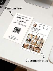 200pcs Personalized Business Cards,Personalized Wedding Photographer Business Card,Customize Photo And Text,Personalized Professional Work Cards, Art Business Cards,Exclusive Customized VIP Cards - A - View 2