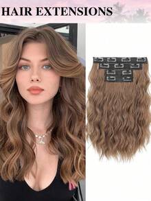 Clip-In Hair Extensions, 4pcs/Set 12-Inch Short Wavy Hair Pieces, Invisible Hair Fringe, Soft Synthetic Fiber Material, Suitable For Women's Daily Wear - Multicolor - View 17