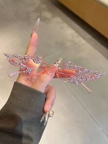 新款无框火焰时尚眼镜，个性化水钻火焰设计派对服装眼镜 - 彩色 - 查看 12