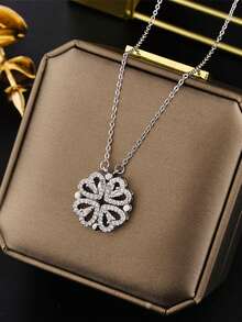 镶满水钻的心形项链，钛钢颈链，送给女朋友的优雅礼物 - 滿鑽小愛心項鍊 - 查看 7