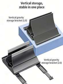 Laptop Cooling Stand, Multifunctional Desktop Vertical Storage Rack, Suitable For Phone, Computer And Tablet Storage Stand - Black - View 7