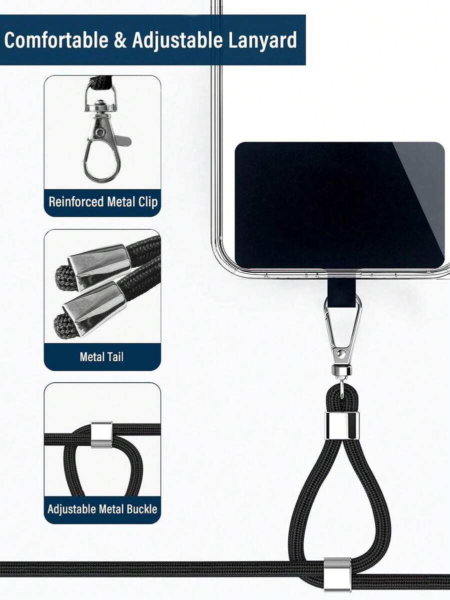 Universal Adjustable Phone Lanyard Strap Detachable Colorful Neck Cord Phone Safety Tether Keychain Chain Rope Phone Accessories For Sαmsung Galaxy S22 23 24 Plus Ultra S22+ 23+ 24+ Compatible With IPhone 15 14 13 12 11 Pro Max Plus Mini - Multicolor - View 1