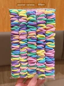 Approx. 300pcs/Pack Sweet Style Hair Ties, Basic Everyday Hair Accessories - Multicolor - View 6