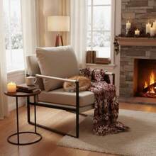 sillones para recamaraGOMYHOME Sillón Moderno Silla Individual con Cojín Sillon con Robustos PiesGris - Gris - Ver 4