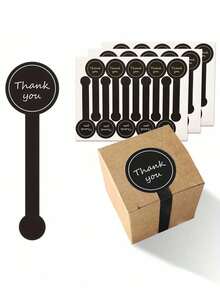 500pcs Handmade Lollipop Baking Stickers, Thank You Labels Sealing Stickers Suitable For Cake Boxes/Jars/Coffee Cups/Bottles, Self-Adhesive Bread Stickers, Gift Packaging Tamper-Evident Sealing Labels - Black and White - View 9