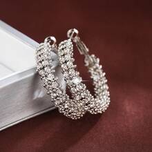 1 Pair Minimalist Double Row Cubic Zirconia Stud Earrings For Women - Multicolor - View 3