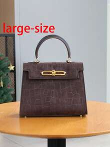 2026秋冬复古哑光高端时尚女士手提包，优雅通勤手提包，OL通勤多功能工作包，奢华别致小方包，女士单肩斜挎包 - 彩色 - 查看 14