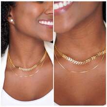 Presente Colar Choker Gargantilha Escama Feminino Banhado a Ouro 18K - Dourado - Visão 6