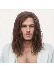 Peluca corta y rizada de color marrón para hombre, peluca de disfraz de Halloween y cosplay - Multicolor - Ver 1