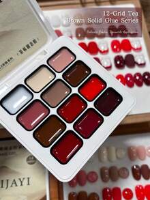 12 colores Patrón de manchas de pegamento Lata de esmalte de uñas semi-sólido de alta saturación popular para uso especial en salón de uñas - Multicolor - Ver 2