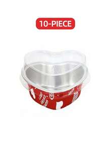 10pcs/25pcs/60pcs Heart Shaped Aluminum Foil Mini Cupcake Liners - 3.4oz/100ml Disposable Heat-Resistant Baking Cups With Lids - Suitable For Wedding, Valentine's Day, Birthday Party Supplies - Multicolor - View 20