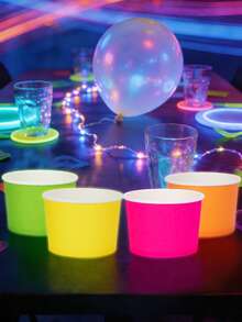 10pcs/40pcs Glow-In-The-Dark Ice Cream Paper Cups, Disposable Dessert Bowls, Suitable For Hot & Cold Food, Birthday Party Supplies, Gifts - Multicolor - View 3