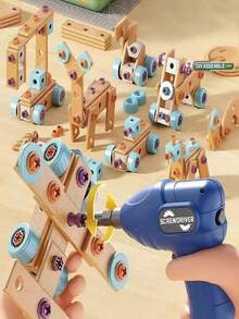Set di giocattoli fai-da-te puzzle 3D, set di attrezzi da ingegnere giocattolo educativo per bambini con trapano elettrico e bulloni, regalo di Natale per ragazzi e ragazze, set di attrezzi giocattolo realistici per il gioco della casa - Multicolore - Visualizzare 3