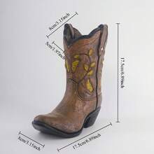 1pc Retro Cowboy Boot Vase - Handmade Resin Decorative Item - Hydroponics Flower Display Container, Suitable For Indoor/Outdoor Home Decor, Living Room, Balcony, Garden - Cowboy Style Home Decor, Balcony Decor/Decorative Accessories, Interior Designer, Vintage Style/Room Decor, Flower Vase - 1PC - View 4