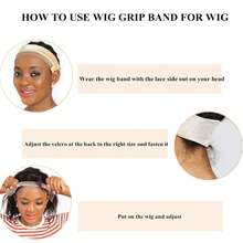 6件套假发固定带，含防滑头带、可调节蕾丝假发带（带硅胶条）和4个发网，适合女性使用。 - 彩色 - 查看 3