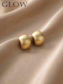 1 Pair Vintage French Luxurious Metal Geometric Matte Stud Earrings, Suitable For Teenage Girls Everyday And Holiday Wear - Geometry - View 1