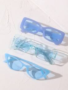 3pcs New Fashionable Street Style Blue Personalized Fashion Glasses Set - Multicolor - View 8