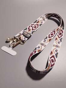 时尚花卉尼龙手机斜挎挂绳项链，仿珍珠吊坠手链，兼容通用配件，适用于安卓及大多数智能手机，是送给母亲、家人、朋友、孩子、生日、节日的理想礼物。 - 菱格紋-頸繩 - 查看 6