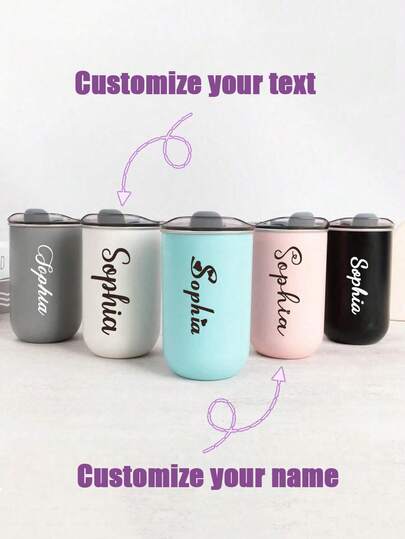 1pc Customized Stainless Steel Double-Layer Insulated Coffee Cup, Can Be Personalized With Name, Travel Tumbler, Breakfast Cup, Milk Cup, Reusable Couple Gargle Cup, 10oz/300ml With Lid - Multifunctional, Decorative, Fashionable, Exquisite, High-Quality, Personalized Gift, Customize His/Her Name, Gift For Boyfriend, Girlfriend, Husband, Wife, Bridesmaid, Kids, Mother's Day, Birthday, Anniversary, Graduation, Back To School, Perfect Gift For Loved Ones