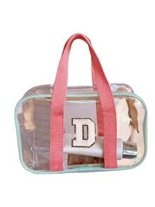 Túi nhựa trong suốt kiểu dáng túi đi biển, thêu 26 chữ cái trong bảng chữ cái, màu trắng, kiểu khăn tắm, túi đeo vai. - Nhiều màu - Xem 25