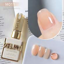 XEIJAYI 12色15毫升冰肤裸色指甲油凝胶，新款玉石奶油透明裸色果冻凝胶套装，清新裸色猫眼凝胶指甲油，可撕拉式UV LED美甲凝胶，适用于美甲沙龙和家庭DIY美甲 - 彩色 - 查看 14