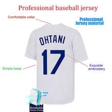 Men's # 17 Shohei White Los Angeles Baseball Jersey Delicate Exquisite Embroidered T-Shirt  Training Competition Sports Baseball Shirt - 白色 - 查看 2