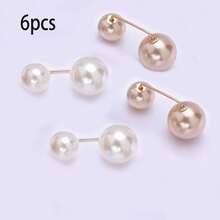 3/4/6pcs Elegant Faux Pearl Buttons, Suitable For Dresses, Collar Adjustment And Scarf Fixing, Perfect For Daily Wear And Gift, Party Dress Accessories | Bohemian Style | Durable Plastic Buttons - Multicolor - View 30