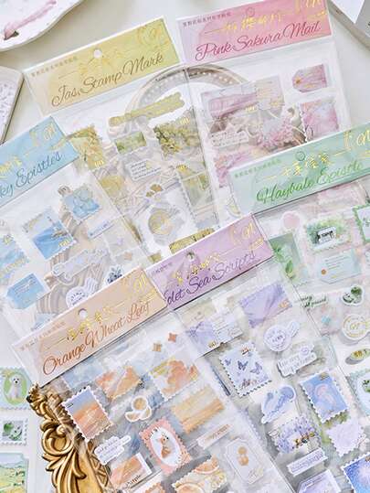 Naklejki z PVC, seria pocztowa "Foggy Dawn", naklejki do pamiętników w stylu japońskim, materiały do dzienników podróży. Nadają się do ozdabiania pamiętników, do użytku codziennego, a także do notesów, planerów i innych wielofunkcyjnych narzędzi organizacyjnych. Nadają się do użytku przez cały rok.