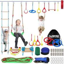 GCCSJ Warrior Obstacle Course For Kids,50FT Kids Obstacle Course With 12 Challenges – Heavy Duty Backyard Training Equipment For Ages 3+ | Includes Swings, Monkey Bars & Arm Trainers | 440LB Capacity Outdoor Play Set For Boys & Girls – Perfect For Garden, Park, Playground, Great Birthday Gift - 彩色 - 查看 7