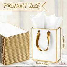10pcs/4pcs/1pc - Metal Texture Paper Gift Bags With Handles, Thin Paper Material, Thank You Gift Bags, Sensory Gift Bags, Suitable For Gifting To Ladies, Graduates, Brides, Bridal Showers, Grooms, Etc. - Gift Packaging - Graduation Gifts - Mother's Day Gifts - Wedding Gifts (White, Gold) - White Gold - View 2