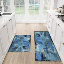 FUYEUN Sage Green Abstract Kitchen Rug 2 Pcs Rugs And Mats Art Kitchen Rugs Decor Non-Slip Kitchen Mat Set For Kitchen Floor Laundry Room,20"X32" + 20"X47",Sage Green - Abstract 01 - View 6