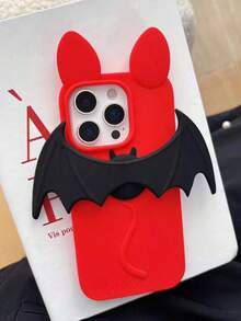 1个红色3D蝙蝠翅膀手机壳 - 蝙蝠翅膀设计，兼容 17 Pro Max/16/15/14/13，防震 - 紅色 - 查看 3