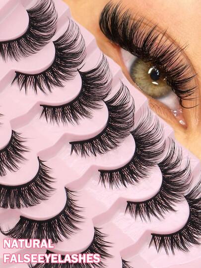 10 Pairs Lina Charm Eye Makeup Accessories - Fashionable Eyelashes | Fox Eye Design, Natural Fairy Hair, Soft & Lightweight, Comfortable To Create Cartoon, Comic, Cat Eye, Natural Lashes, Elf Makeup, Suitable For Spring, Summer, Makeup, Reusable Lashes | Suitable For Beginners, Daily, Outings, Travel, Dates, Parties, Nightclubs, Bars, Banquets, Weddings, Festivals, Gifts, Cosplay And Other Occasions, Eid Gift