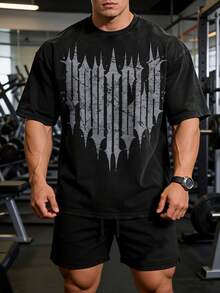 Gothic Vintage Washed Tee 100% Cotton | Gothic Letter Washed T-Shirt, Vintage Soft Fabric - Hardcore Gym Wear & Concert Gift For Men | Unisex - màu đen - Xem 1