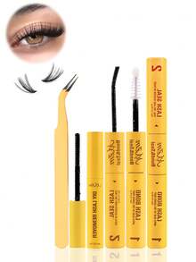 320 Piece D-Type Curled False Eyelash Set, Large Capacity Combination Set, DIY False Eyelash Tool Set, 30D+80D Eyelash Cluster, Personal D-Type Curled False Eyelash Set, Including Eyelash Glue And Styling Liquid, As Well As 9-16mm Mixed Length False Eyelash Set. Eyelash Cluster Set, False Eyelashes, Suitable For Travel, Daily Wear - Black - View 9